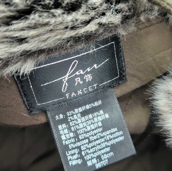 NEW Men's Fancet Army Green & Gray Fur Trapper Hat OS - Picture 6 of 6